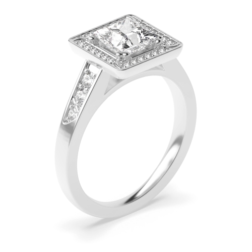 Prong Setting Princess Shape Designer Halo Moissanite Engagement Rings