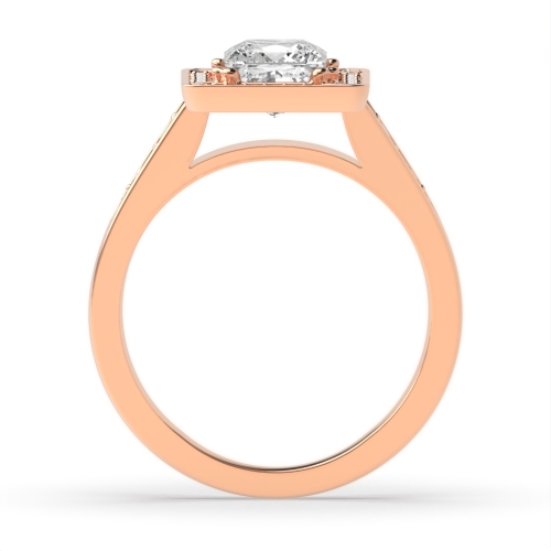 4 Prong Princess Rose Gold Designer halo Vintage Wedding Engagement Rings