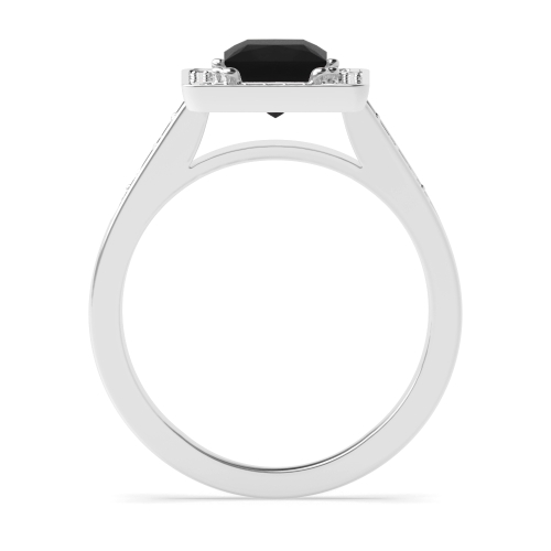 4 Prong Princess Designer halo Black Diamond Engagement Rings