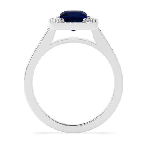 4 Prong Princess Designer halo Blue Sapphire Engagement Rings