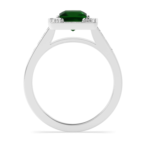 4 Prong Princess Designer halo Emerald Halo Engagement Rings