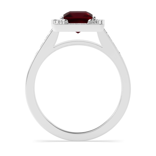 4 Prong Princess Designer halo Ruby Engagement Rings