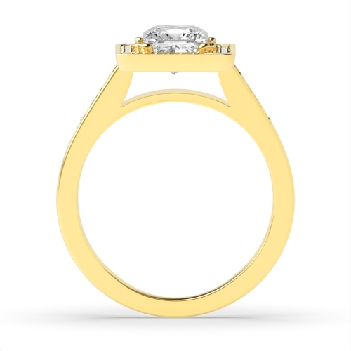 4 Prong Princess Yellow Gold Designer halo Antique Engagement Rings