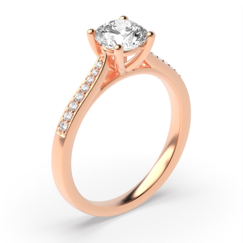 Tapering Down Shoulders Set Side Stone Diamond Engagement Ring