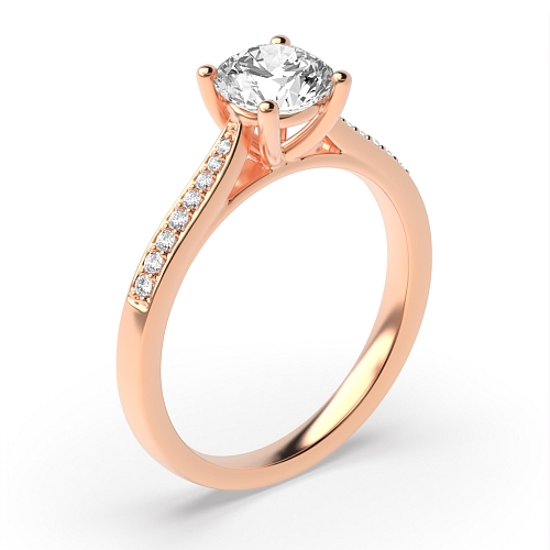 Round Rose Gold Tappered raised set Engagement Rings