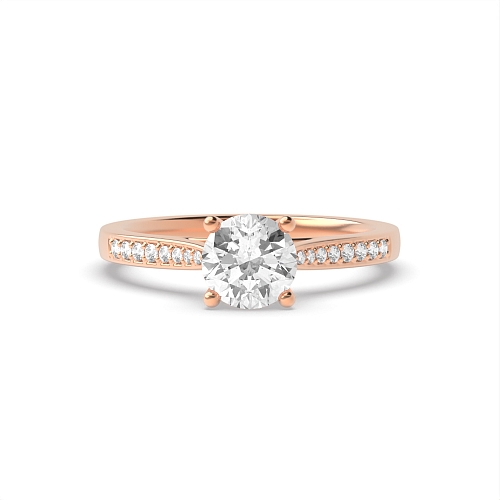 Round Rose Gold Tappered raised set Engagement Rings
