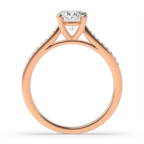 Round Rose Gold Tappered raised set Engagement Rings