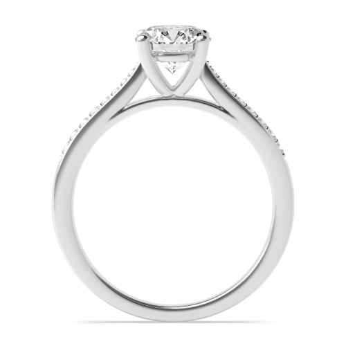 4 Prong Round Silver Tappered raised set Engagement Rings