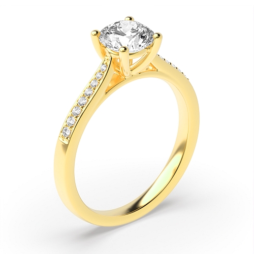 Round Yellow Gold Tappered raised set Engagement Rings