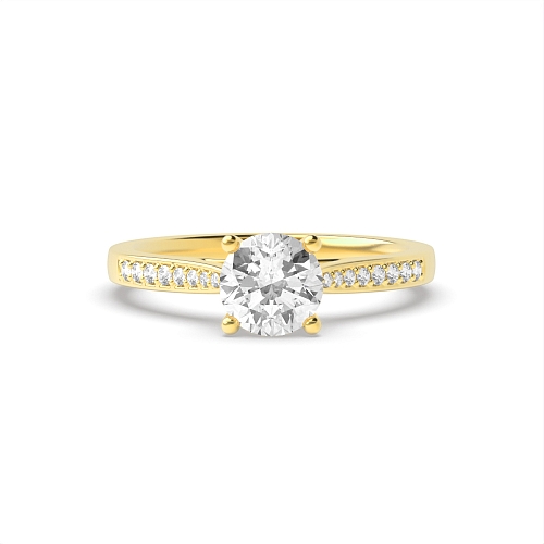Round Yellow Gold Tappered raised set Engagement Rings
