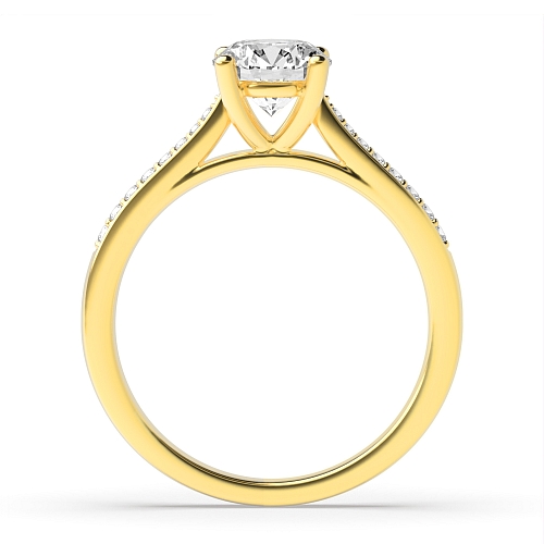 Round Yellow Gold Tappered raised set Engagement Rings