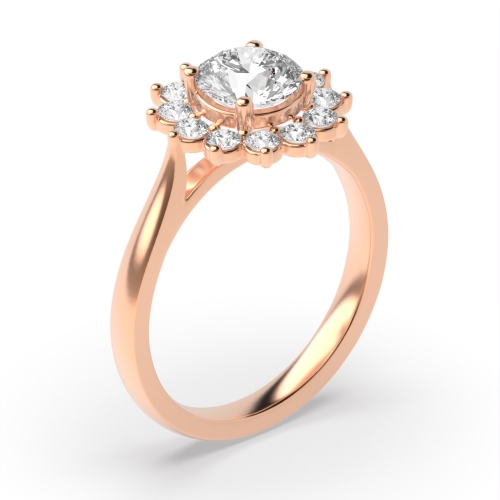 Prong Setting Round Shape Larger Diamond on Halo Diamond Engagement Rings