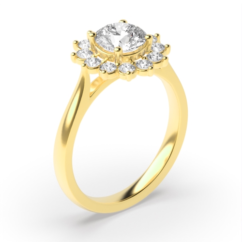Prong Setting Round Shape Larger Diamond on Halo Diamond Engagement Rings
