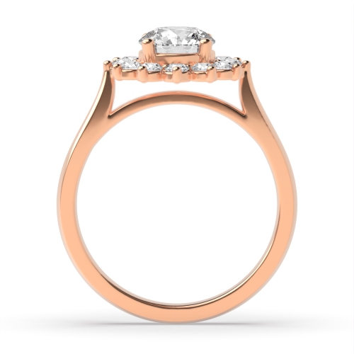4 Prong Round Rose Gold Star Halo Engagement Rings