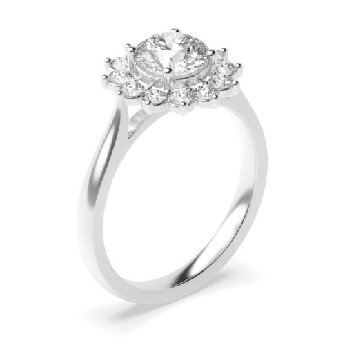4 Prong Round Platinum Star Halo Engagement Rings