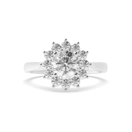 4 Prong Round Platinum Star Halo Engagement Rings