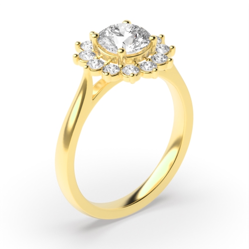 4 Prong Round Yellow Gold Star Engagement Rings