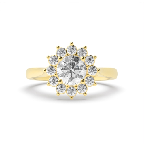 4 Prong Round Yellow Gold Star Engagement Rings