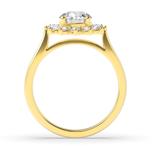 4 Prong Round Yellow Gold Star Engagement Rings