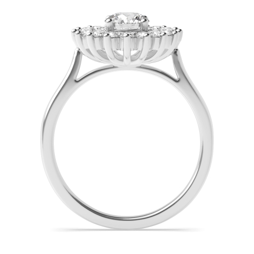 4 Prong Round Two Row Flower Halo Engagement Ring