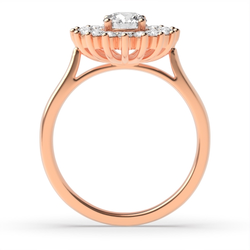 4 Prong Round Rose Gold Two row flower Vintage Wedding Engagement Rings