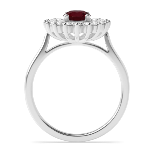 4 Prong Round Two row flower Ruby Engagement Rings
