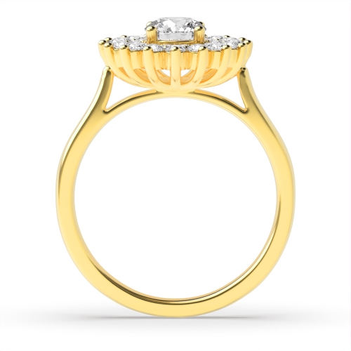 4 Prong Round Yellow Gold Two row flower Antique Engagement Rings