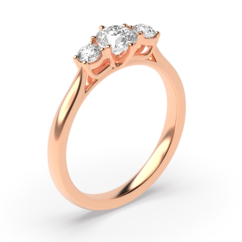 Unique Round Cut Diamond Trilogy Engagement Rings For Women