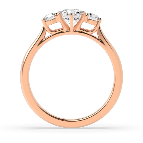 Round Rose Gold cathedral timeless Trilogy Engagement Rings