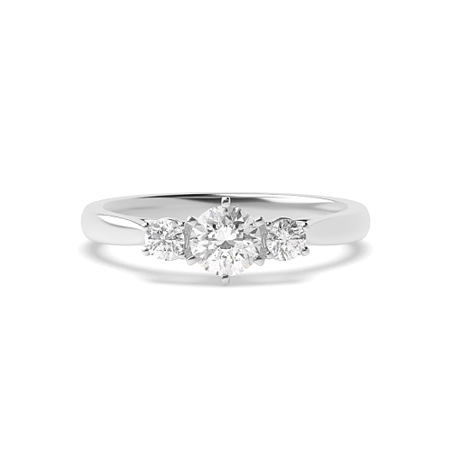 Round cathedral timeless Trilogy Engagement Rings