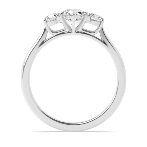 4 Prong Round Platinum Centre Six Claws Three Stone Engagement Ring