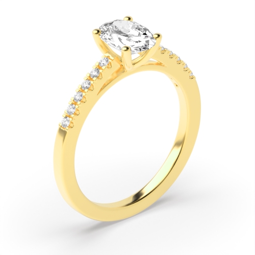 Classic Style Oval Shape Diamond Engagement Ring with Diamond on Shoulder