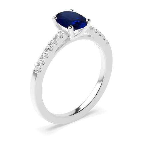 Oval Delicate shank Blue Sapphire Engagement Rings