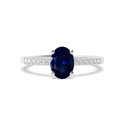 Oval Delicate shank Blue Sapphire Engagement Rings