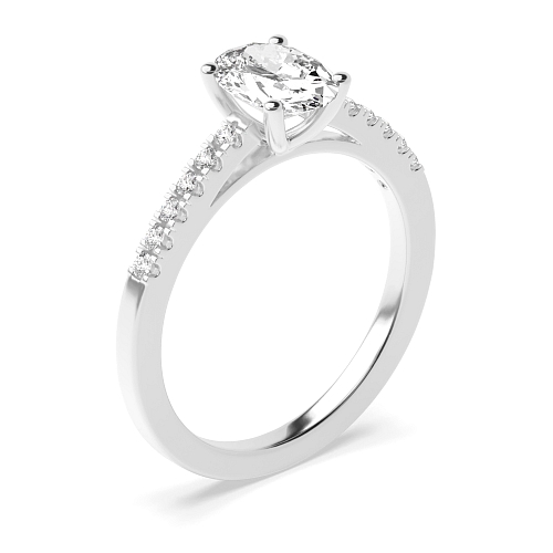 Oval Delicate shank Side Stone Engagement Rings
