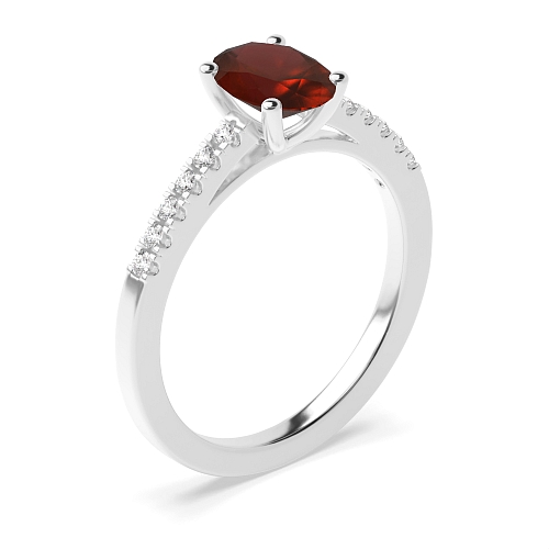 Oval Delicate shank Garnet Engagement Rings