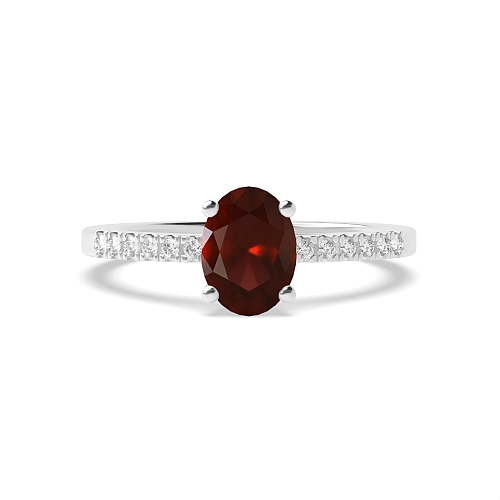 Oval Delicate shank Garnet Engagement Rings