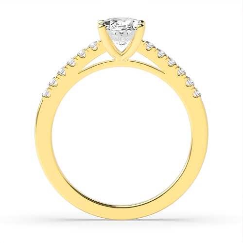 Oval Yellow Gold Delicate shank Side Stone Engagement Rings