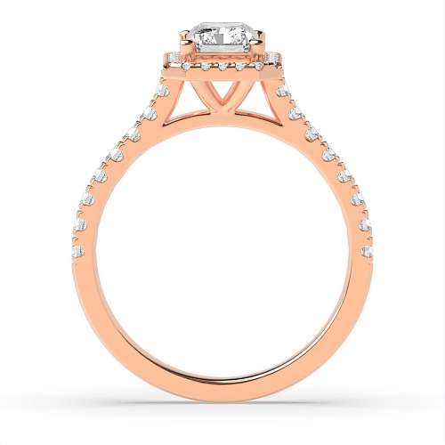 4 Prong Radiant Rose Gold High set classic Halo Engagement Rings