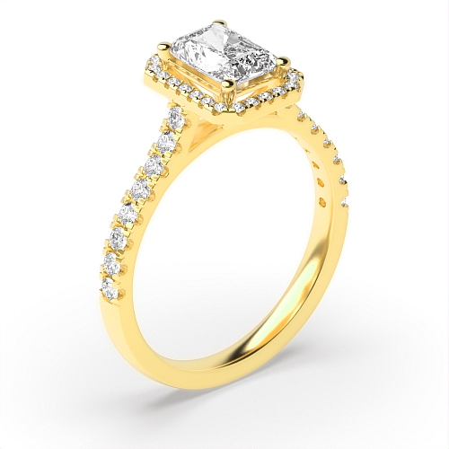 4 Prong Radiant Yellow Gold High set classic Engagement Rings