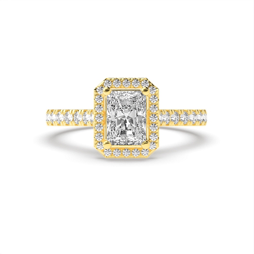 4 Prong Radiant Yellow Gold High set classic Engagement Rings