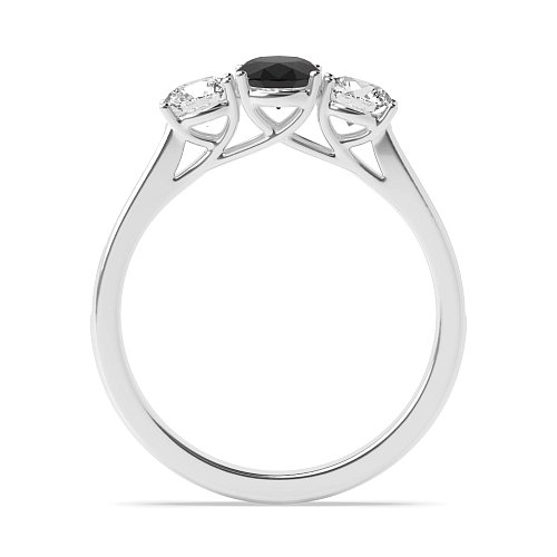 4 Prong Oval/Round Crossover claws accented Black Diamond Engagement Rings