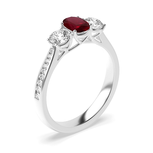 4 Prong Oval/Round Crossover claws accented Ruby Engagement Rings