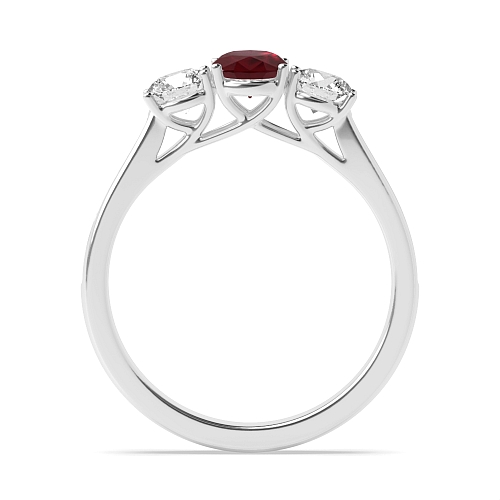 4 Prong Oval/Round Crossover claws accented Ruby Engagement Rings