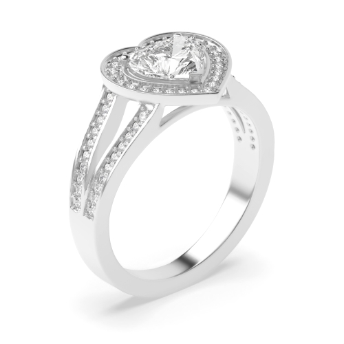 Prong Heart Spilt shoulder Side Stone Engagement Rings