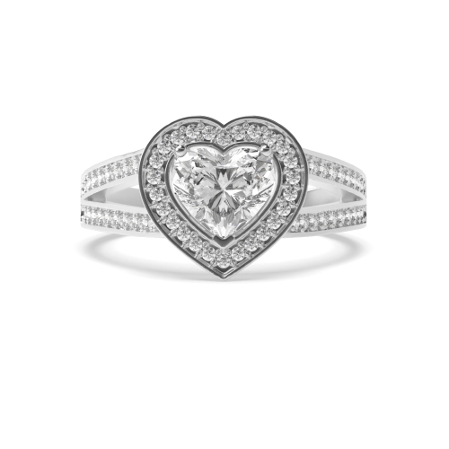 Prong Heart Spilt shoulder Side Stone Engagement Rings