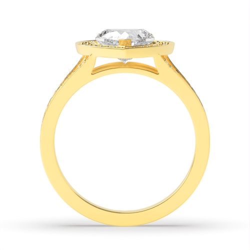 Prong Heart Yellow Gold Spilt shoulder Engagement Rings