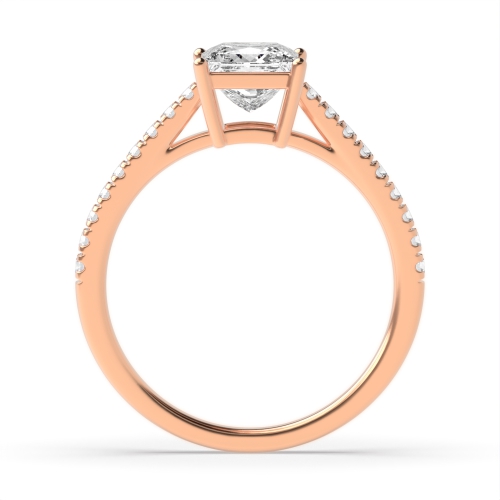 4 Prong Princess Rose Gold Elegant open shoulder Engagement Rings