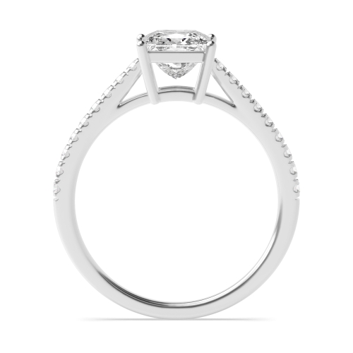 4 Prong Princess Elegant open shoulder Side Stone Engagement Rings