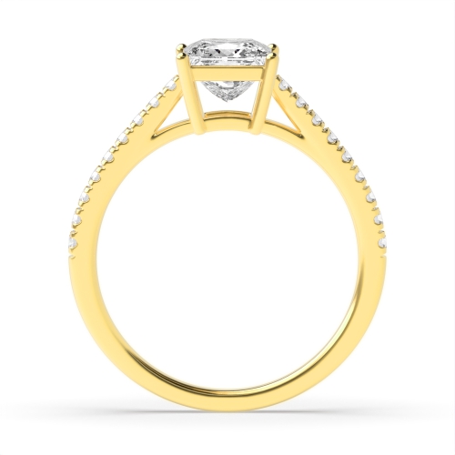 4 Prong Princess Yellow Gold Elegant open shoulder Engagement Rings